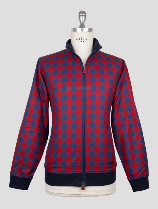 Kiton Blue Red Cotton Coat B-One 1