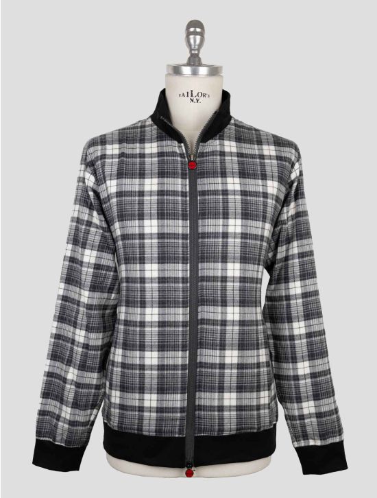 Kiton White Black Cotton Ea Coat B-One 1