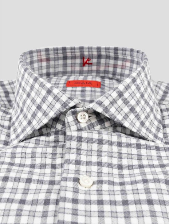 Isaia Gray White Cotton Shirt 2