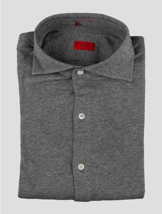 Isaia Dark Gray Cotton Shirt 1
