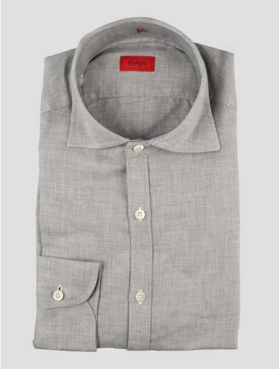 Isaia Gray Cotton Cashmere Shirt 1