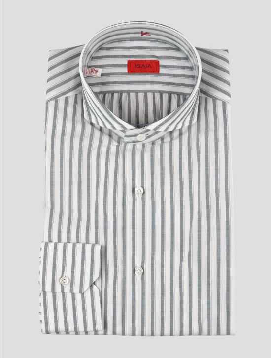 Isaia Gray White Cotton Shirt 1