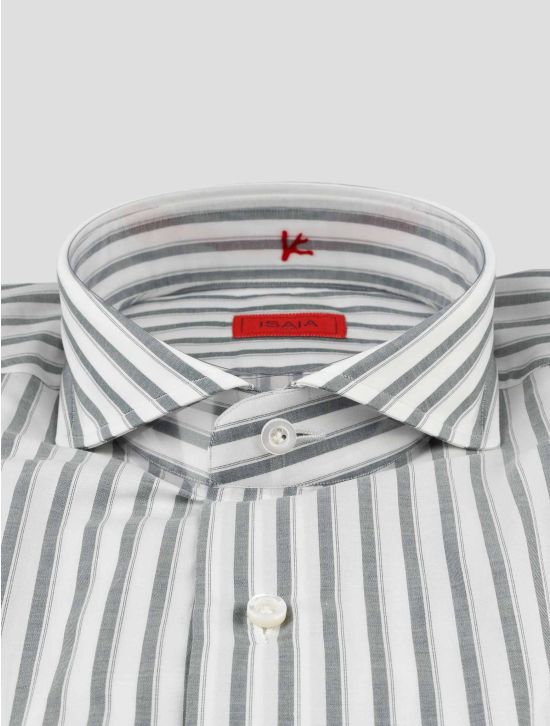 Isaia Gray White Cotton Shirt 2