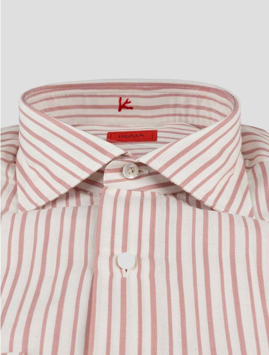 Isaia Pink White Cotton Silk Shirt 2