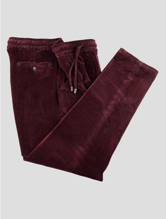 Isaia Burgundy Cotton Ea Velvet Pants 2