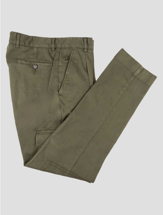 Isaia Green Cotton Cashmere Ea Cargo Pants 1