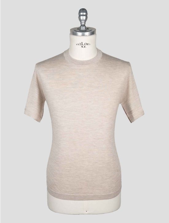 Isaia Beige Wool Silk Cashmere T-Shirt 1