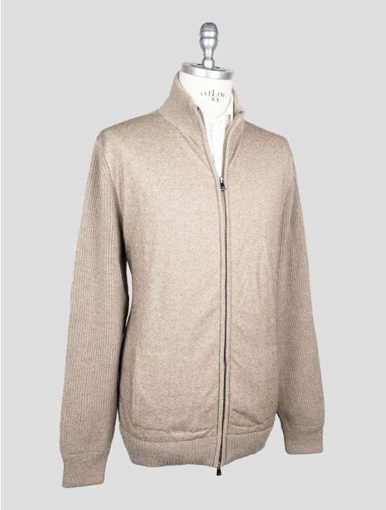Isaia Taupe Cashmere Sweater Full Zip 2