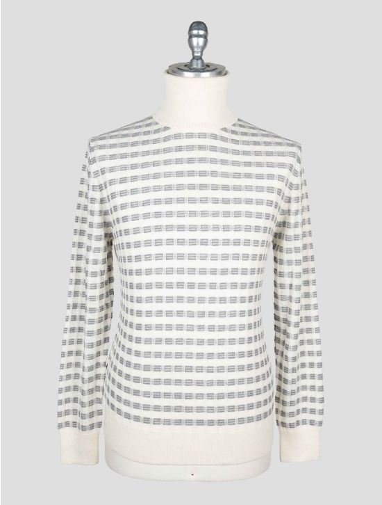 Isaia White Gray Silk Cashmere Wool Sweater Turtleneck 1