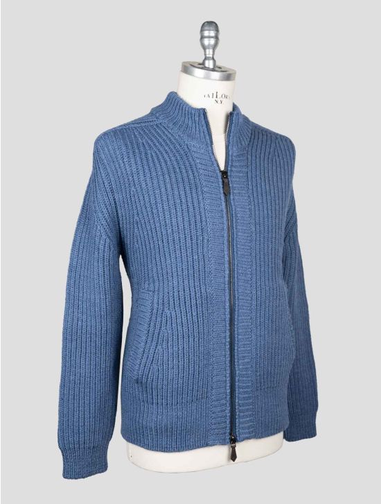 Isaia Blue Wool Sweater Full Zip 2