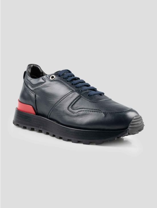 Isaia Dark Blue Leather Sneakers 2