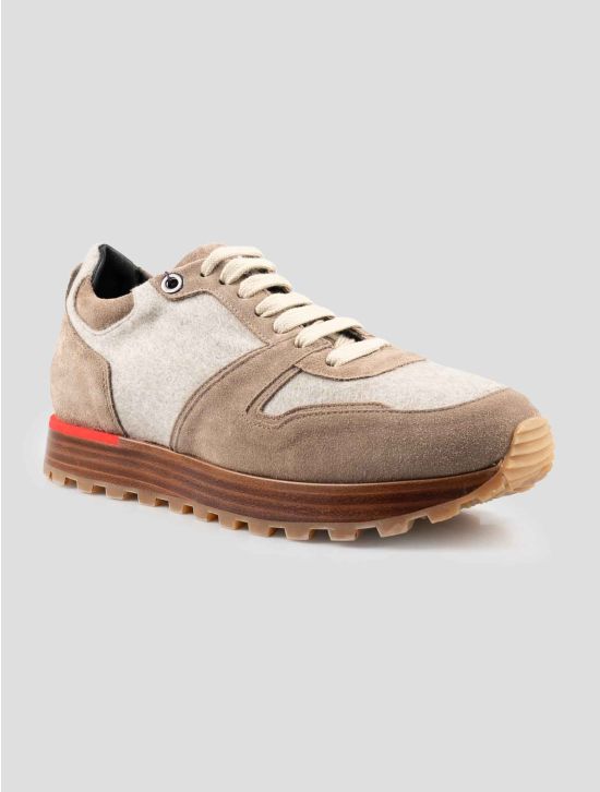 Isaia Brown Beige Cashmere Leather Suede Sneakers 2