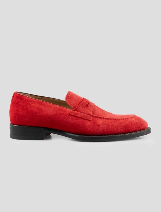 Isaia Red Leather Suede Loafers 1
