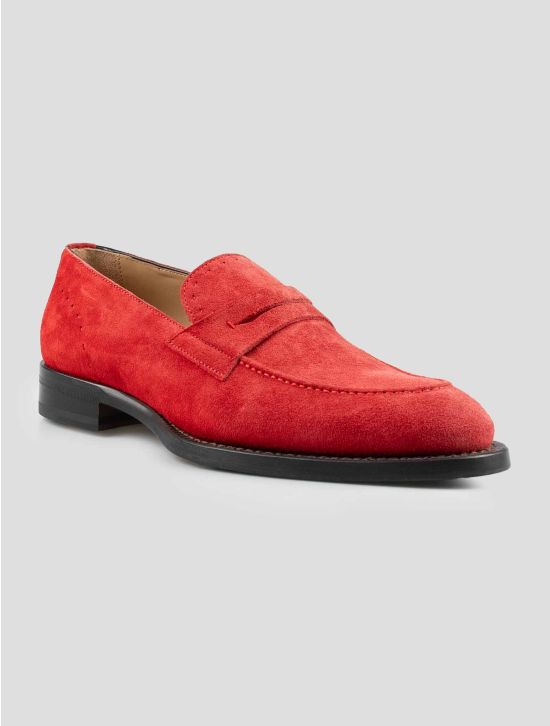 Isaia Red Leather Suede Loafers 2