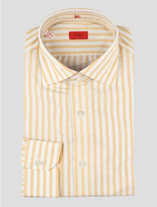 Isaia Yellow White Cotton Shirt 1