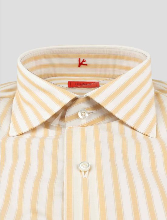 Isaia Yellow White Cotton Shirt 2