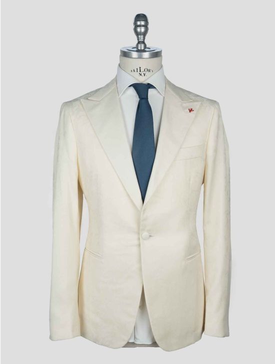 Isaia White Wool Smoking Blazer 1