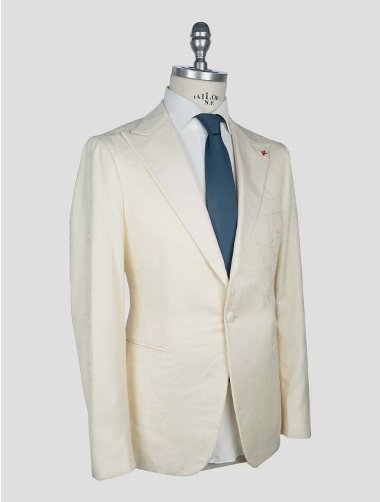 Isaia White Wool Smoking Blazer 2