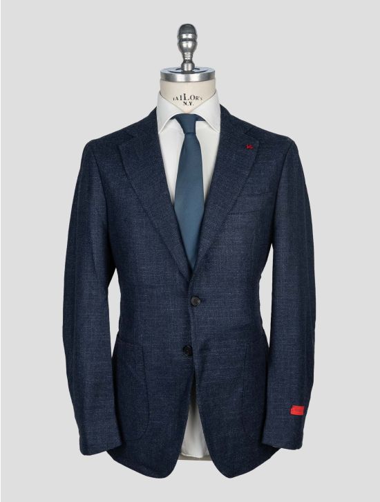 Isaia Blue Wool Silk Cashmere Ea 1
