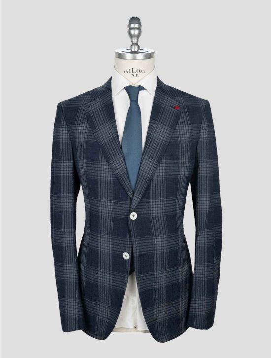 Isaia Blue Wool Silk Linen Ea  Blazer 1