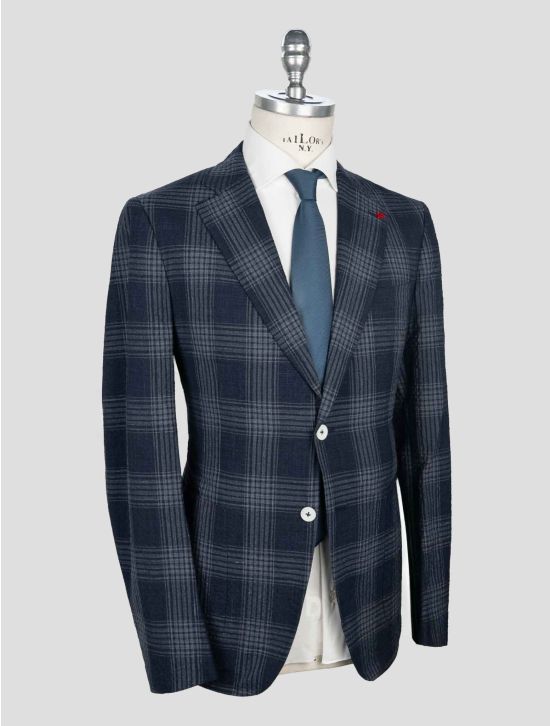 Isaia Blue Wool Silk Linen Ea  Blazer 2