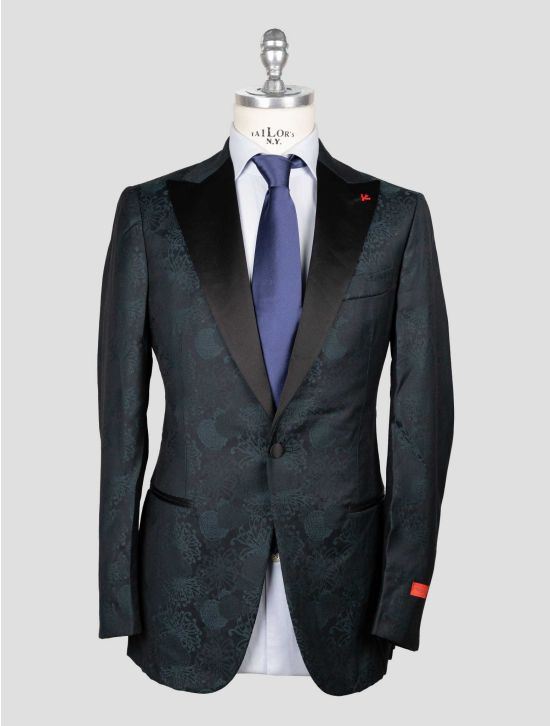 Isaia Dark Green Wool Smoking Blazer 1