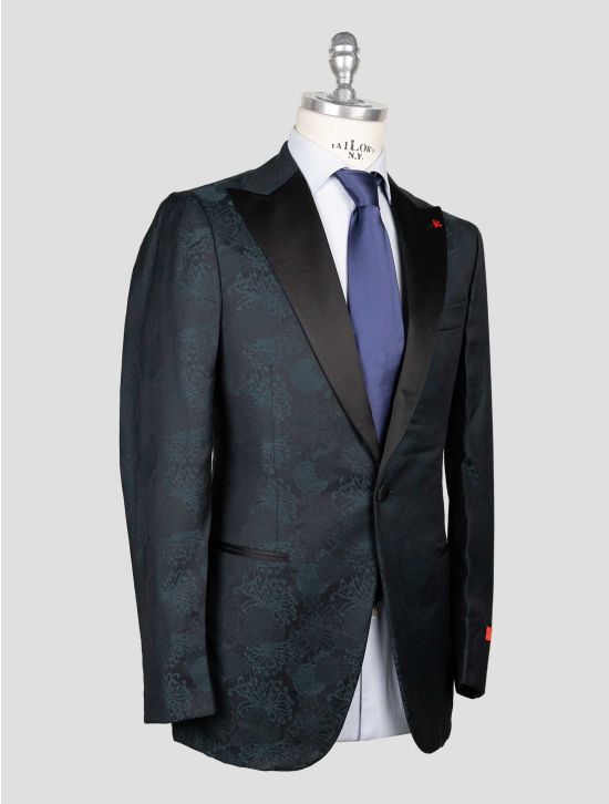 Isaia Dark Green Wool Smoking Blazer 2