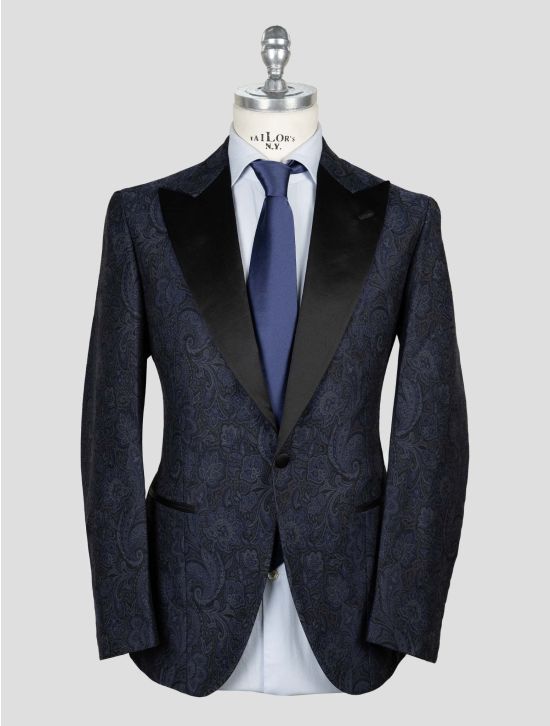 Isaia Purple Blue Wool Silk Cotton Smoking Blazer 1