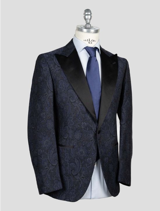 Isaia Purple Blue Wool Silk Cotton Smoking Blazer 2