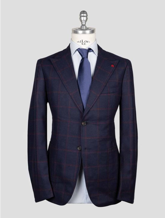 Isaia Blue Burgundy Wool Cashmere Suit 1