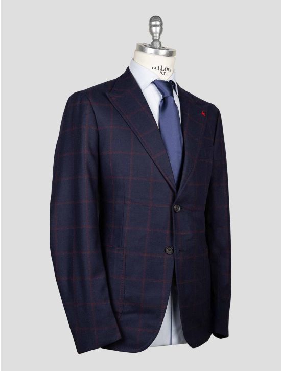 Isaia Blue Burgundy Wool Cashmere Suit 2