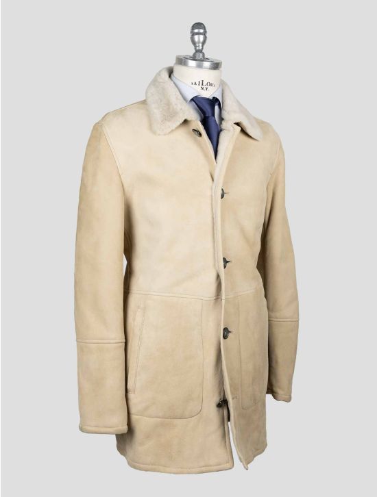 Isaia Brown Leather Shearling Overcoat 2
