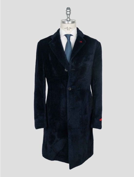 Isaia Dark Blue Alpaca Wool Overcoat 1