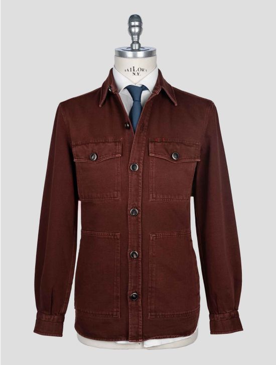 Isaia Burgundy Cotton Coat 1
