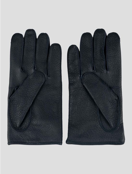 isaia Dark Blue Leather Gloves 2