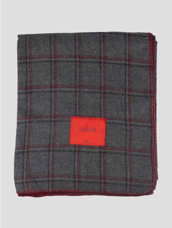 Isaia Gray Burgundy Cashmere Blanket 2