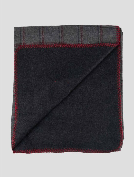 Isaia Gray Burgundy Cashmere Blanket 3
