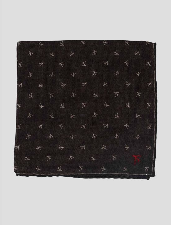 Isaia Brown Wool Pocket Square 1
