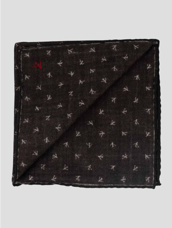 Isaia Brown Wool Pocket Square 2