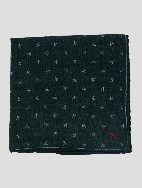 Isaia Green Wool Pocket Square 1