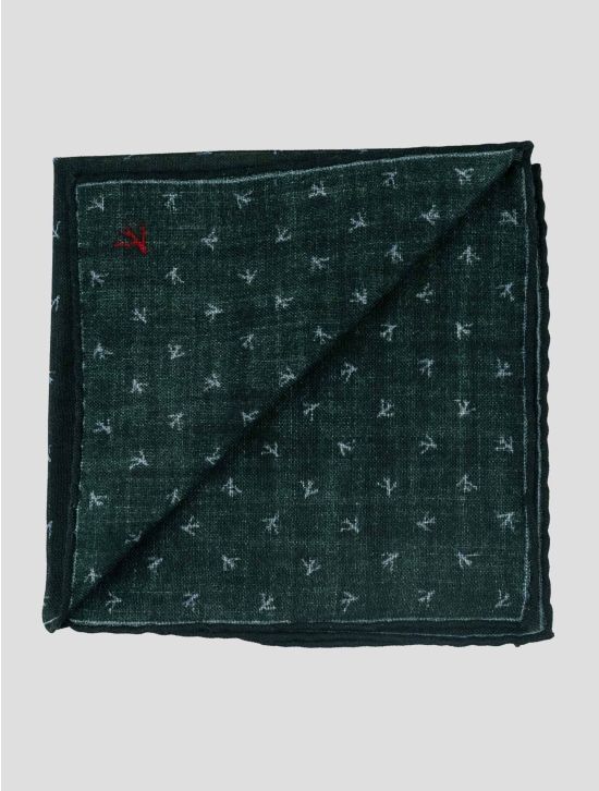 Isaia Green Wool Pocket Square 2