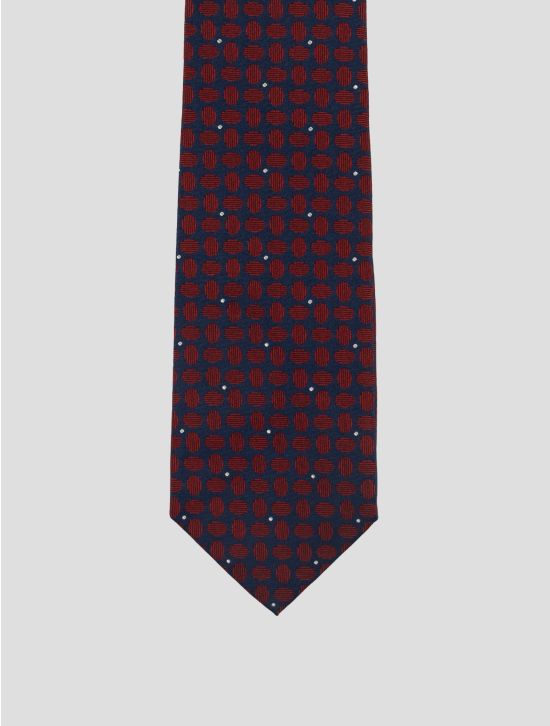 Isaia Blue Red Silk Tie 2