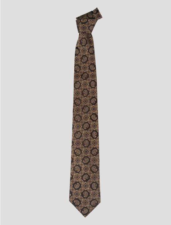 Isaia Brown Silk Tie 1