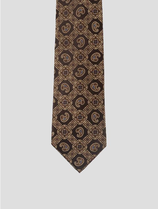 Isaia Brown Silk Tie 2
