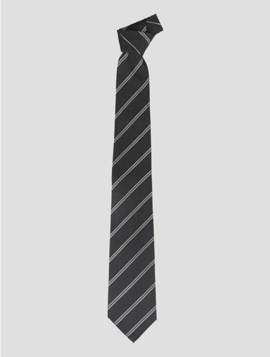 Isaia Dark Gray Silk Tie 1