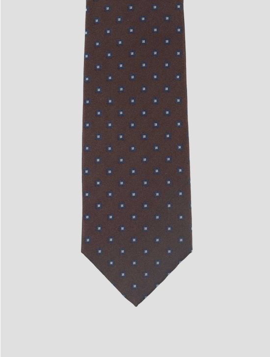 Isaia Dark Brown Blue Silk Tie 2
