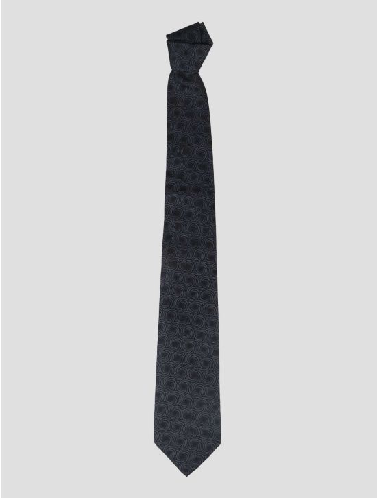 Isaia Dark Blue Silk Tie 1