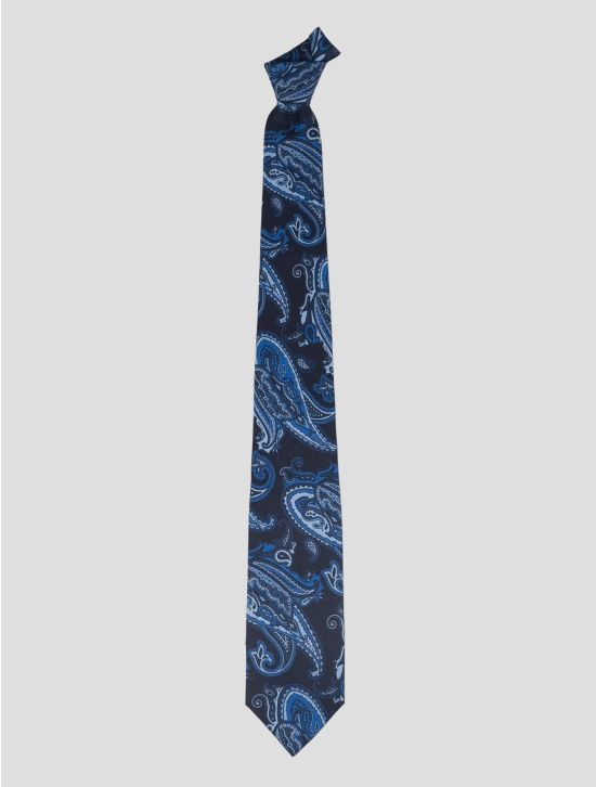Isaia Blue Silk Tie 1