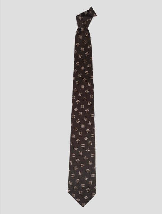 Isaia Brown Wool Silk Tie 1