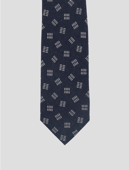 Isaia Dark Blue Gray Wool Silk Tie 2